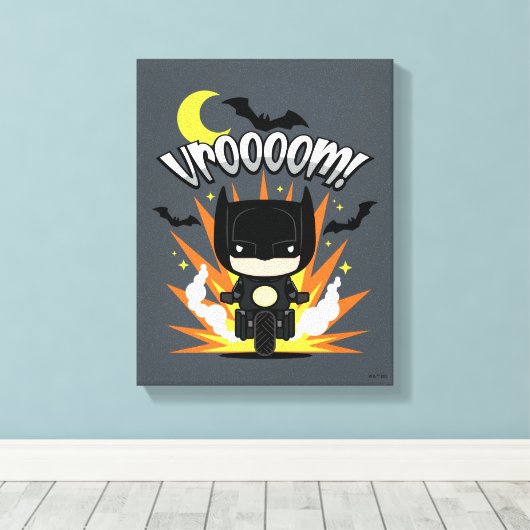 Chibi Batman Batcycle Leinwanddruck (Insitu (Holzboden))