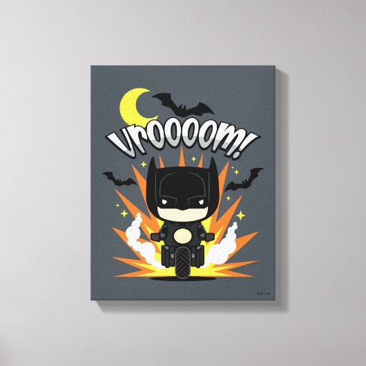 Chibi Batman Batcycle Leinwanddruck (Vorderseite)