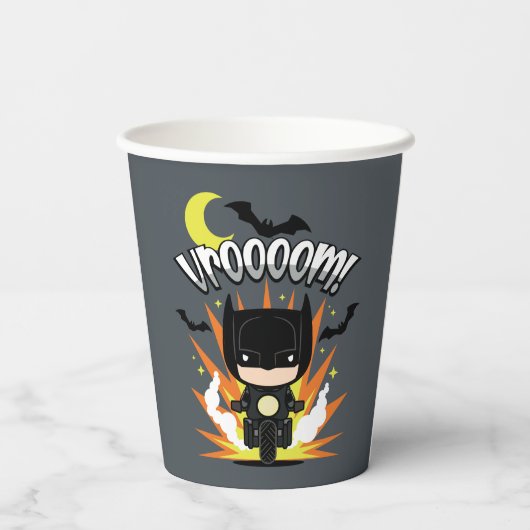 Chibi Batman Batcycle Pappbecher (Rückseite)