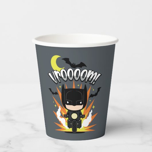 Chibi Batman Batcycle Pappbecher (Vorderseite)