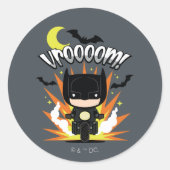 Chibi Batman Batcycle Runder Aufkleber (Vorderseite)