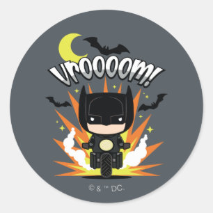 Chibi Batman Batcycle Runder Aufkleber