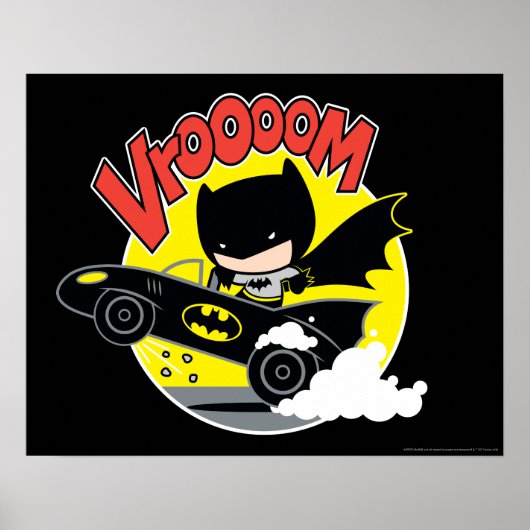 Chibi Batman im Batmobil Poster (Vorne)