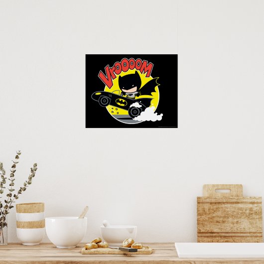 Chibi Batman im Batmobile Poster (Küche)