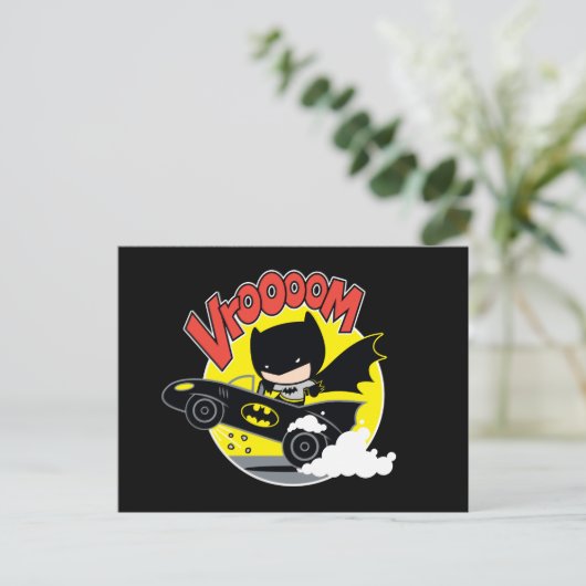 Chibi Batman im Batmobile Postkarte (Stehend Vorderseite)