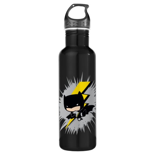 Chibi Batman Lightning Kick Edelstahlflasche (Vorderseite)
