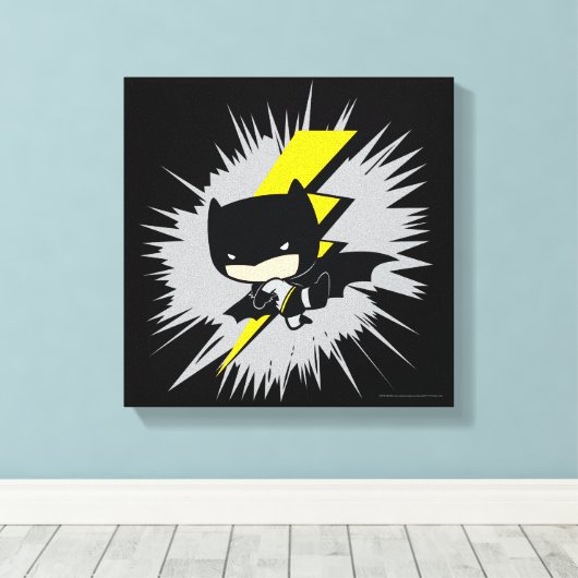 Chibi Batman Lightning Kick Leinwanddruck (Insitu (Holzboden))