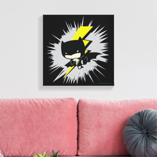 Chibi Batman Lightning Kick Leinwanddruck (Insitu (Wohnzimmer))