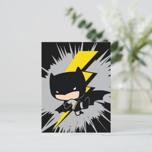 Chibi Batman Lightning Kick Postkarte (Stehend Vorderseite)