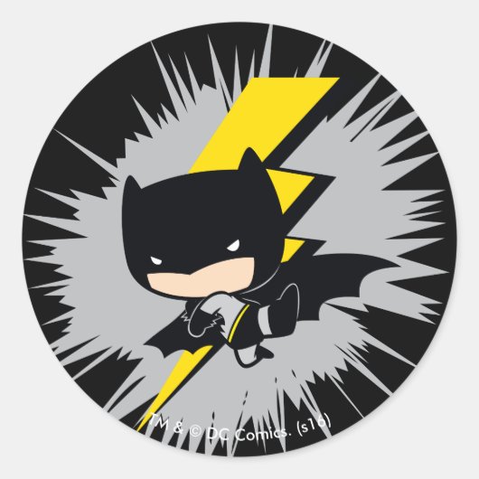 Chibi Batman Lightning Kick Runder Aufkleber (Vorderseite)
