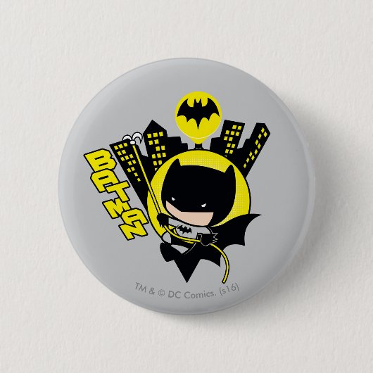 Chibi Batman skaliert die Stadt Button (Vorderseite)