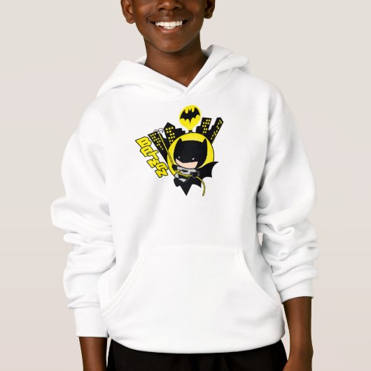 Chibi Batman skaliert die Stadt Hoodie (Vorderseite)