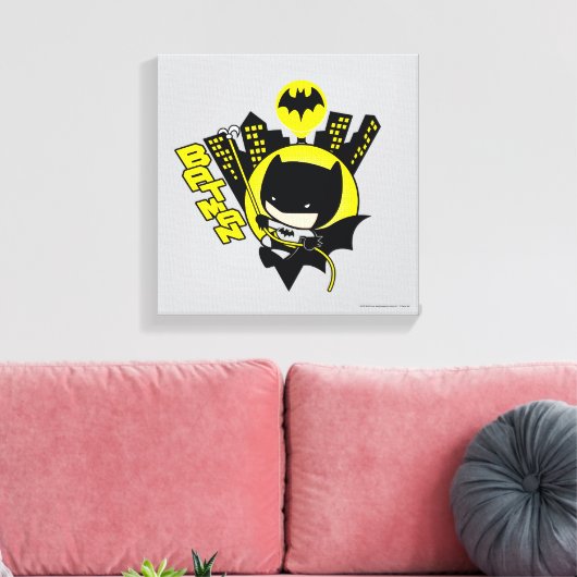 Chibi Batman skaliert die Stadt Leinwanddruck (Insitu (Wohnzimmer))