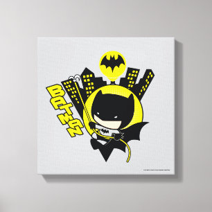 Chibi Batman skaliert die Stadt Leinwanddruck