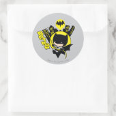 Chibi Batman skaliert die Stadt Runder Aufkleber (Tasche)