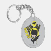 Chibi Batman skaliert die Stadt Schlüsselanhänger (Vorderseite links)