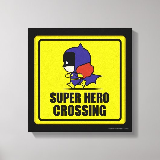 Chibi Batwoman Super Hero Crossing Sign Leinwanddruck (Vorderseite)