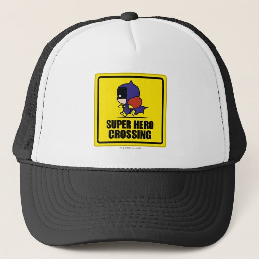 Chibi Batwoman Super Hero Crossing Sign Truckerkappe (Vorderseite)