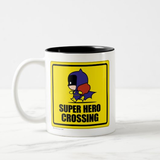 Chibi Batwoman Super Hero Crossing Sign Zweifarbige Tasse (Links)