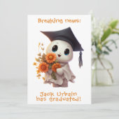 🎓Chibi Bloom Graduation Announcement Einladung (Stehend Vorderseite)