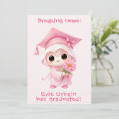 🎓Chibi Blossom Graduation Announcement Einladung (Stehend Vorderseite)