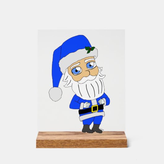 Chibi Blue Anzug Santa Acrylschild (Vorderseite)