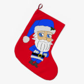 Chibi Blue Anzug Santa Großer Weihnachtsstrumpf (Vorderansicht (hängend))