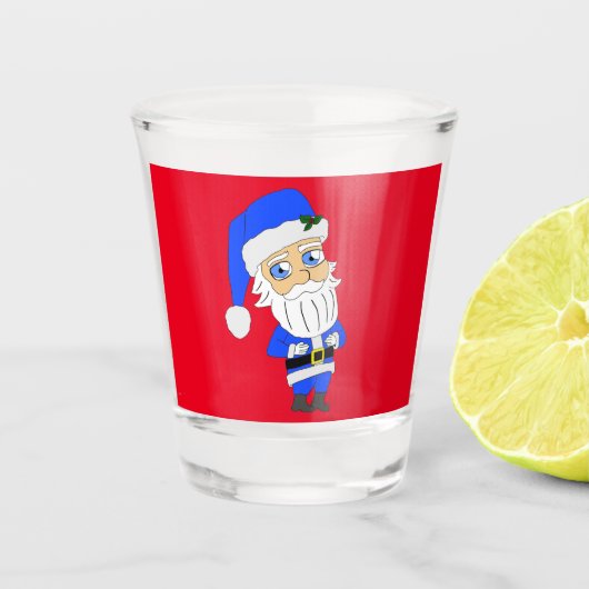 Chibi Blue Anzug Santa Schnapsglas (Vorderseite)