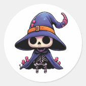 Chibi Bone Witch Sticker - Niedlich Gothic Fantasy (Vorderseite)