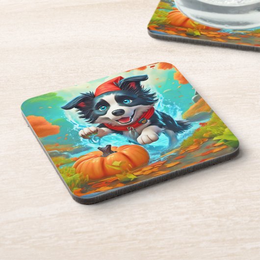 Chibi Border Ninja Dog: Epische Kunst Getränkeuntersetzer (Linke Seite)