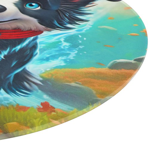 Chibi Border Ninja Dog: Epische Kunst Schneidebrett (Ecke)