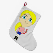 Chibi "böse" Mädchen Großer Weihnachtsstrumpf (Vorderansicht (hängend))