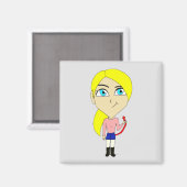 Chibi "böse" Mädchen Magnet (Vorderseite/Rückseite)