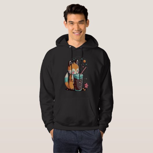 Chibi Bubble Tea Fox  Boba Tea Hoodie (Vorne ganz)