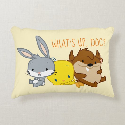 Chibi BUGS BUNNY™, TWEETY™ & TAZ™ Dekokissen (Vorderseite)