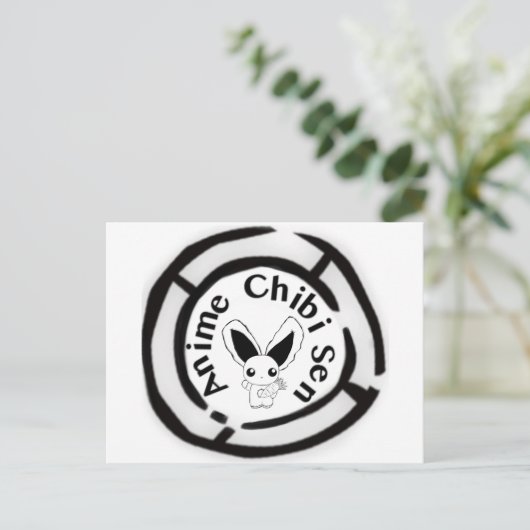 Chibi Bunny Postkarte (Stehend Vorderseite)