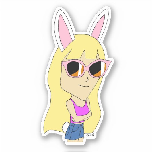 Chibi Bunnygirl Aufkleber (Vorderseite)