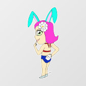 Chibi Bunnygirl Fensteraufkleber (Blatt)