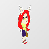Chibi Bunnygirl Fensteraufkleber (Blatt)