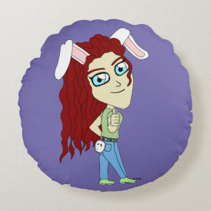 Chibi Bunnygirl gibt einen Daumen hoch Rundes Kissen