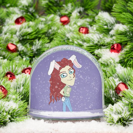 Chibi Bunnygirl gibt einen Daumen hoch Schneekugeln (Weihnachten)