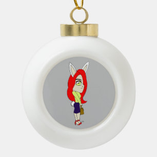 Chibi Bunnygirl Keramik Kugel-Ornament
