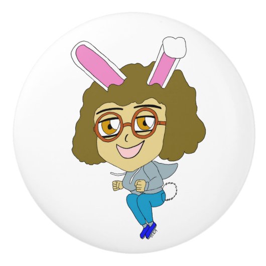 Chibi Bunnygirl Keramikknauf (Vorderseite)