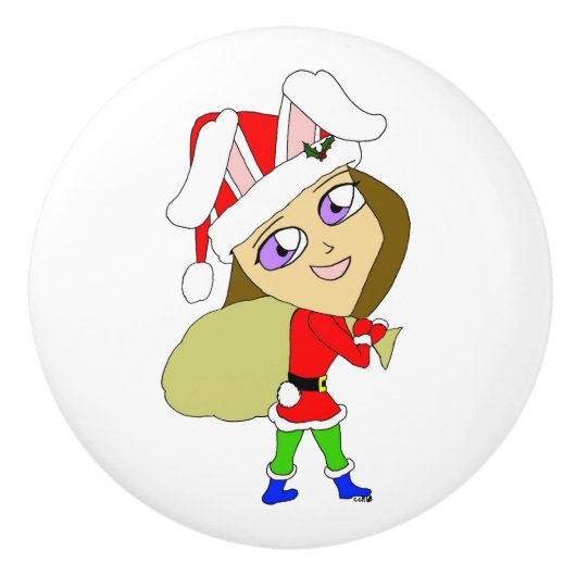 Chibi Bunnygirl Keramikknauf (Vorderseite)