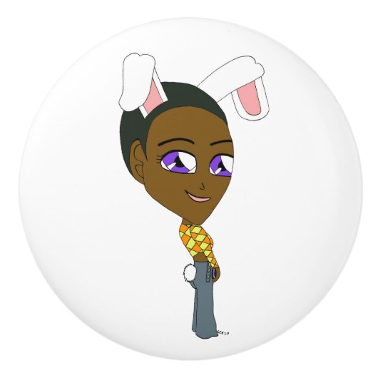 Chibi Bunnygirl Keramikknauf (Vorderseite)