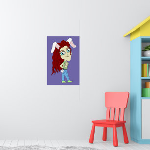 Chibi-Bunnygirl mit hochgestrecktem Daumen Poster