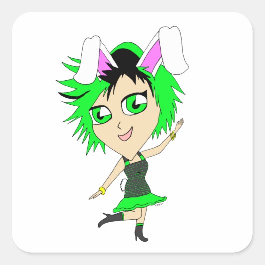 Chibi Bunnygirl Quadratischer Aufkleber (Vorderseite)