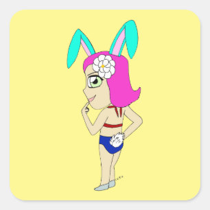 Chibi Bunnygirl Quadratischer Aufkleber