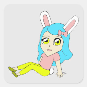 Chibi Bunnygirl Quadratischer Aufkleber