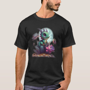 Chibi Cactus Dragon mit blühenden Blume voller Moo T-Shirt